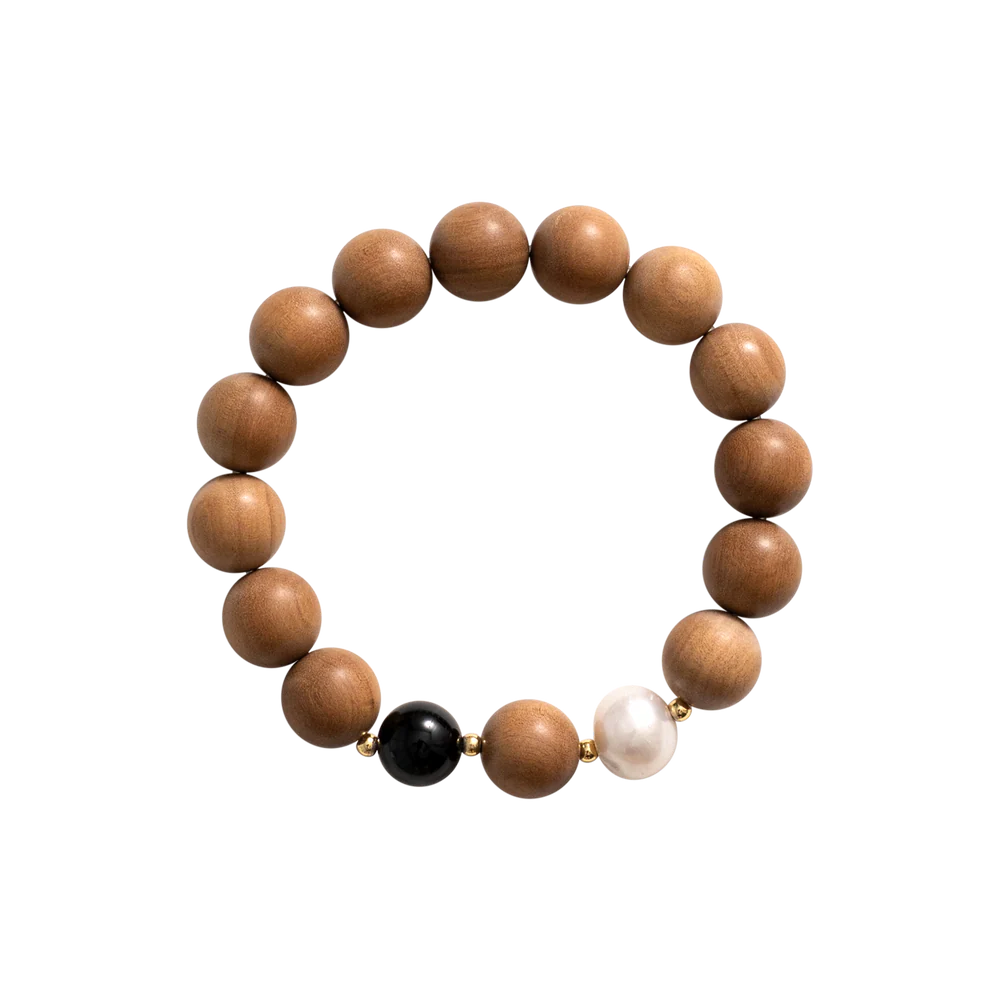 HEARTWOOD Sandalwood Onyx + Pearl Bracelet