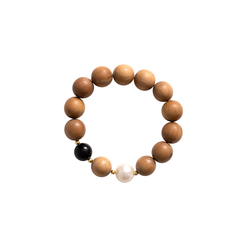 HEARTWOOD Sandalwood Onyx + Pearl Bracelet