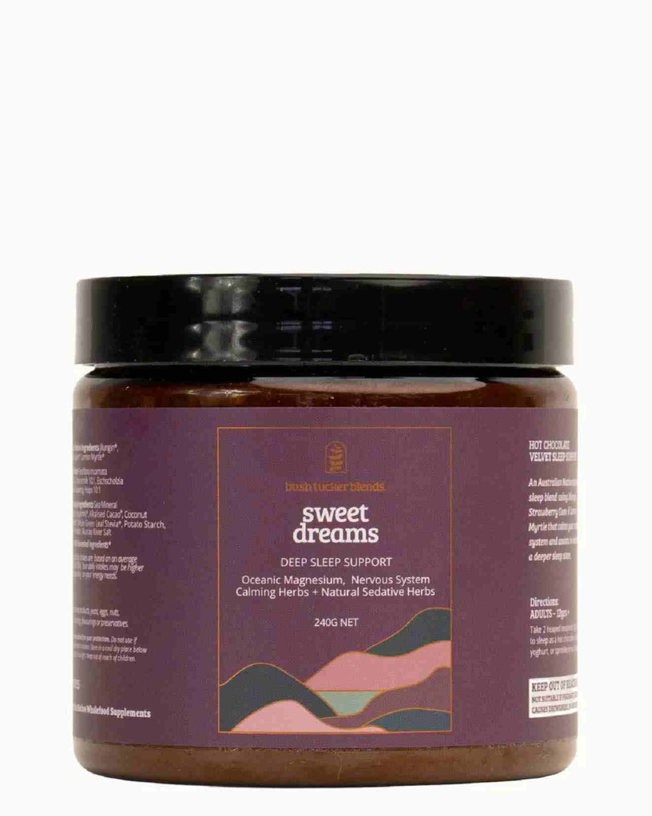 Jar of 'Sweet Dreams' product with a purple label on a white background