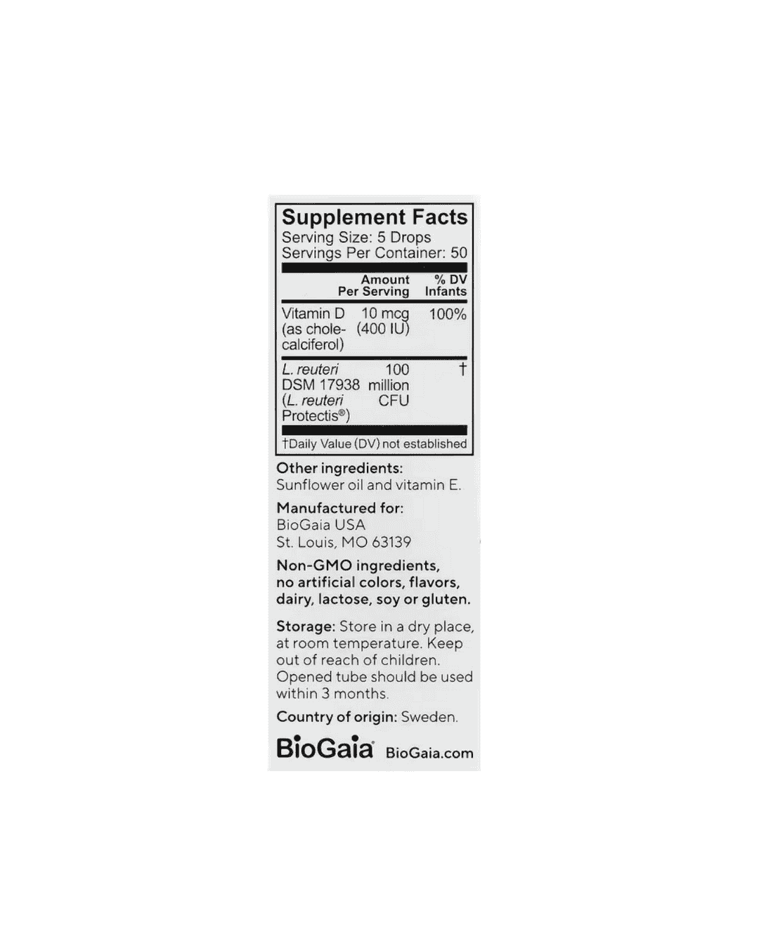 BIOGAIA Protectis Baby Probiotic